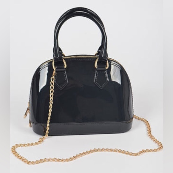 YOUR MUST HAVE HANDBAG - BLACK, Gold removable‎ crossbody, black chain link - Picture 1 of 12